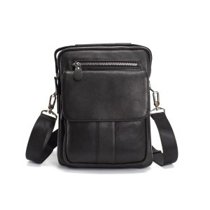 Чоловіча шкіряна сумка Louis через плече чорна