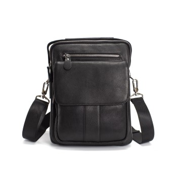 Мужская кожаная сумка Louis через плечо черная фото