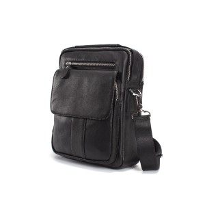 Мужская кожаная сумка Louis через плечо черная