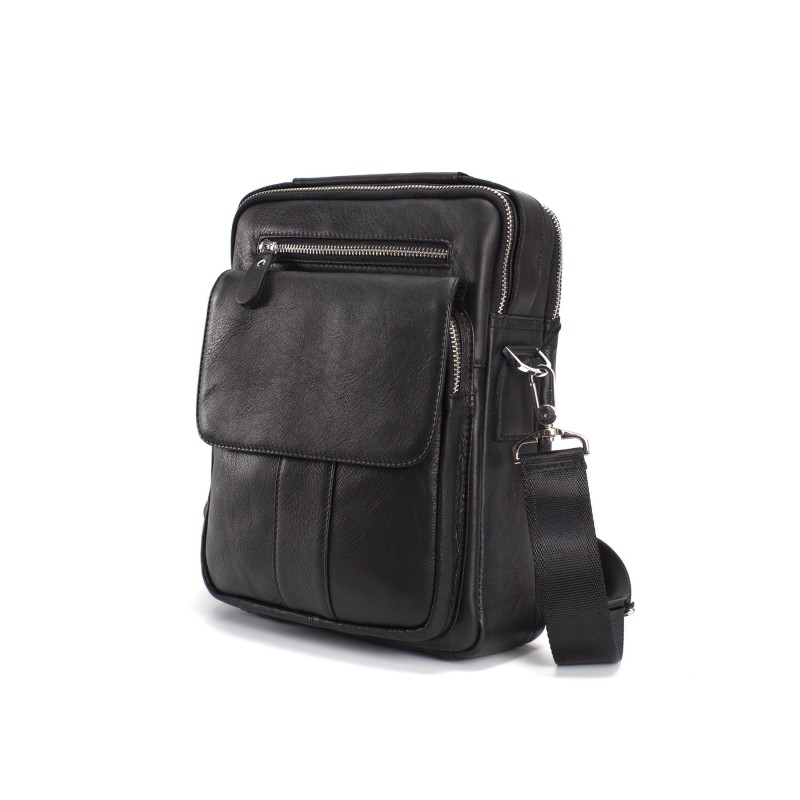 Мужская кожаная сумка Louis через плечо черная