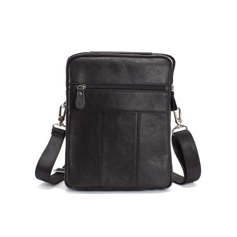 Мужская кожаная сумка Louis через плечо черная - 5 фото