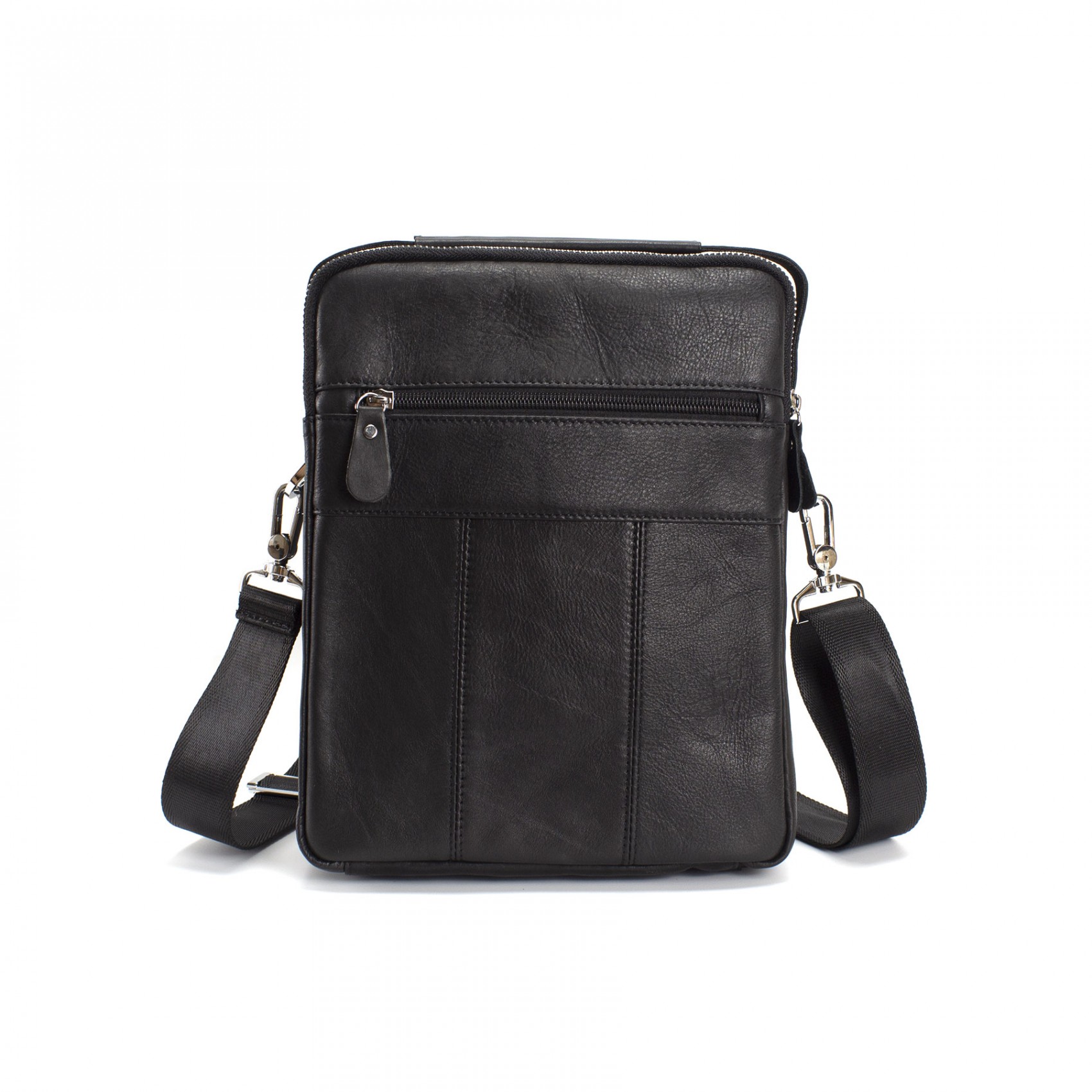 Чоловіча шкіряна сумка Louis через плече чорна