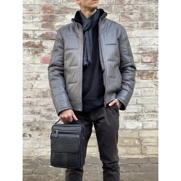 Мужская кожаная сумка Louis через плечо черная фото