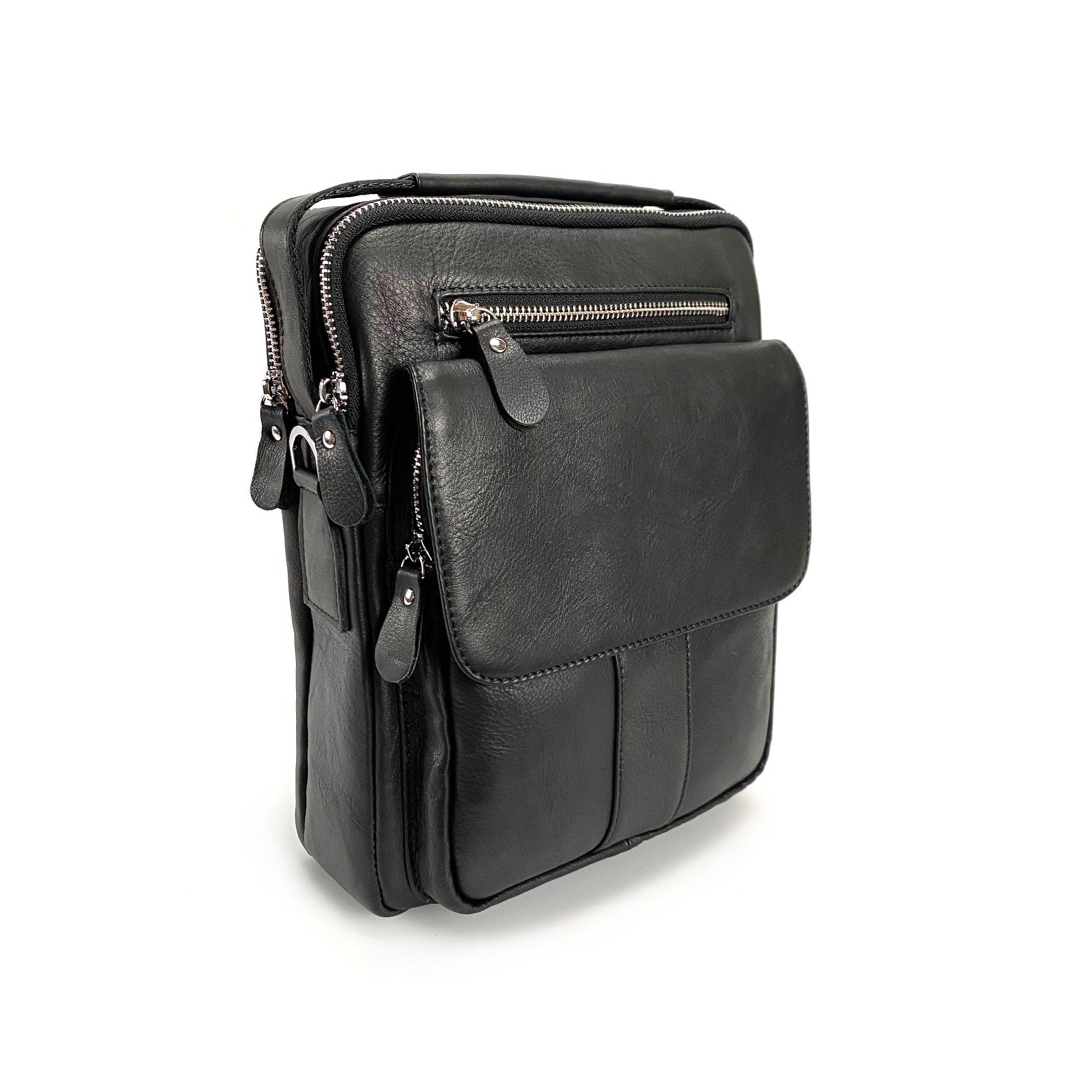 Мужская кожаная сумка Louis через плечо черная