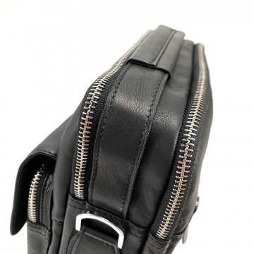 Чоловіча шкіряна сумка Louis через плече чорна фото