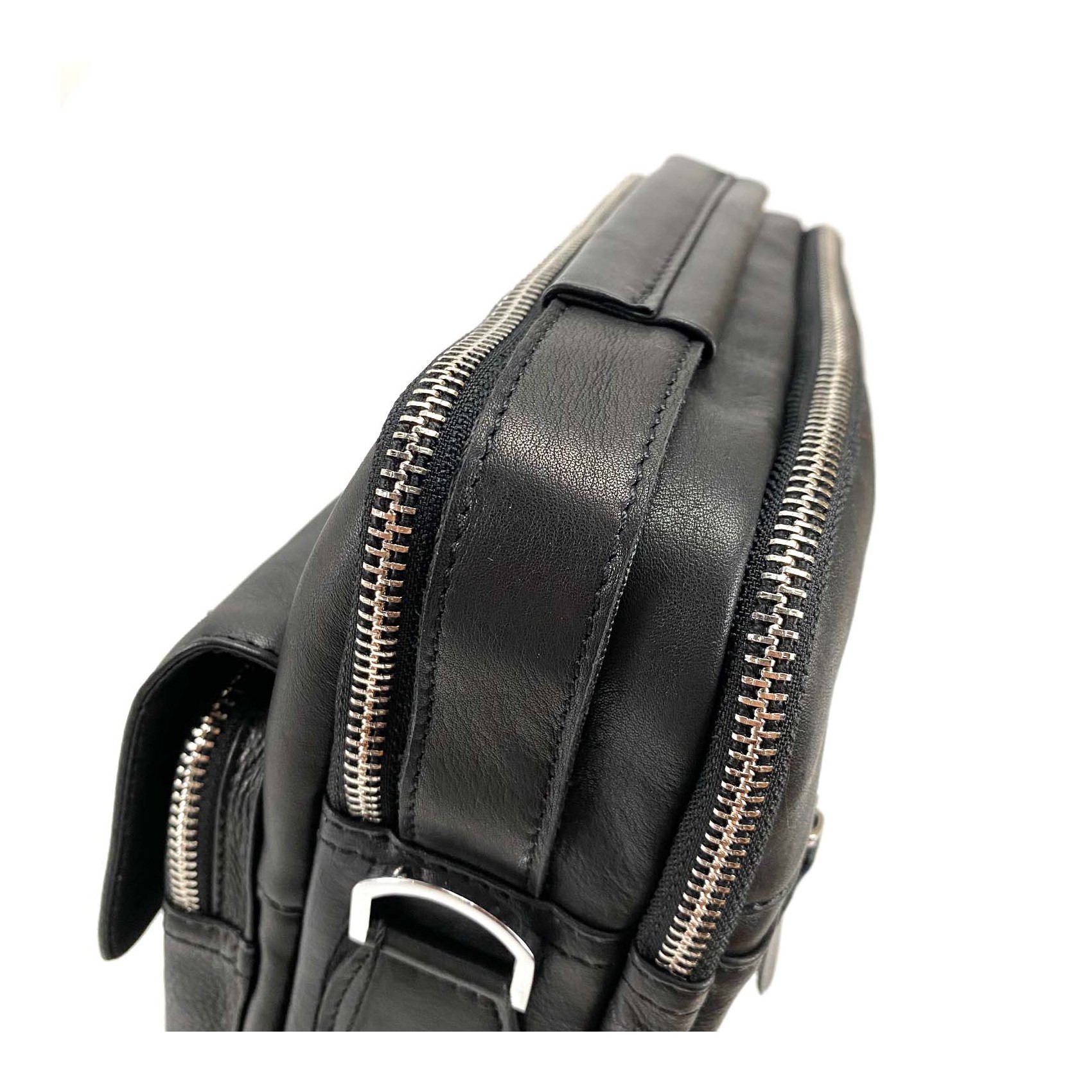 Чоловіча шкіряна сумка Louis через плече чорна