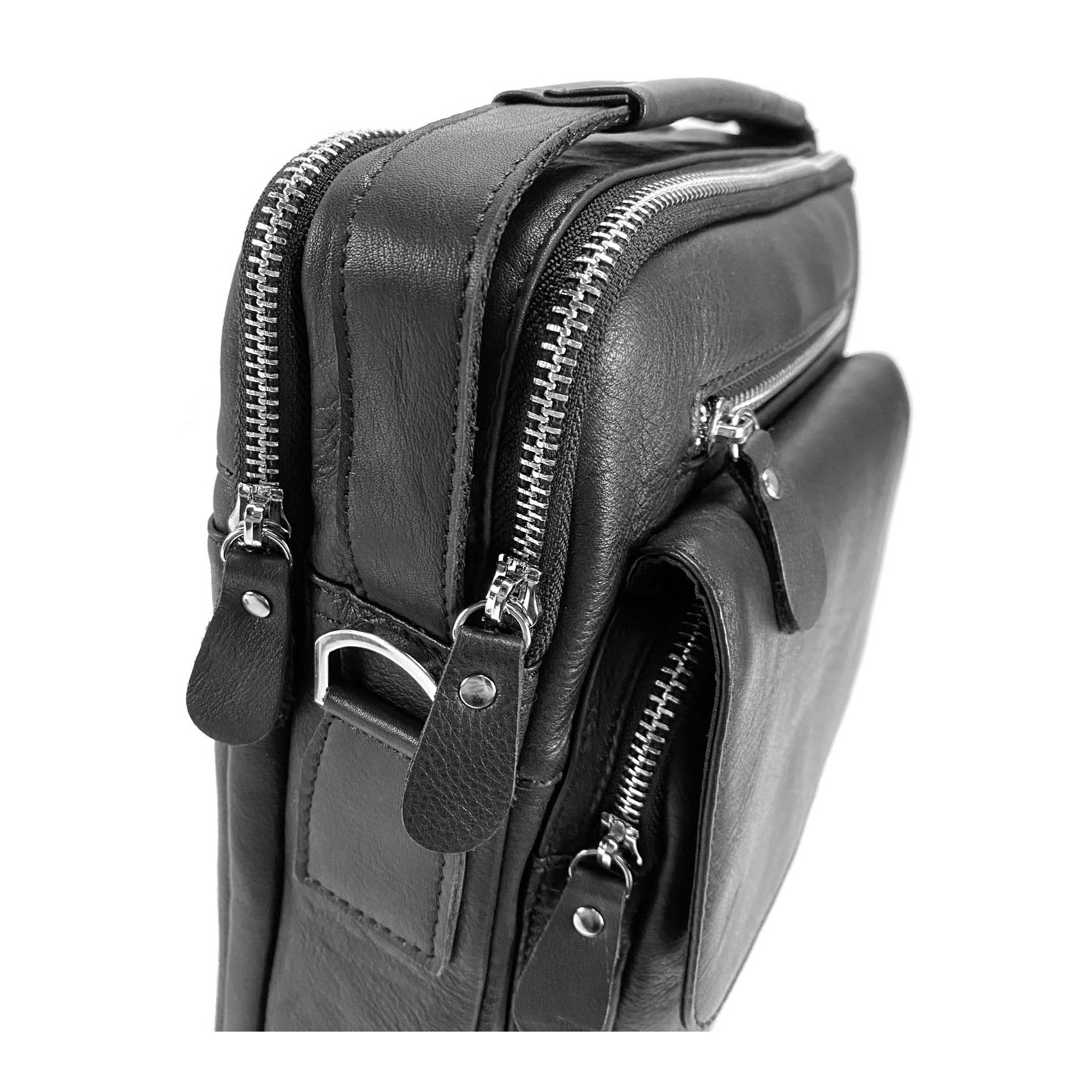 Мужская кожаная сумка Louis через плечо черная