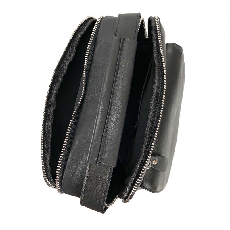 Мужская кожаная сумка Louis через плечо черная - 12 фото