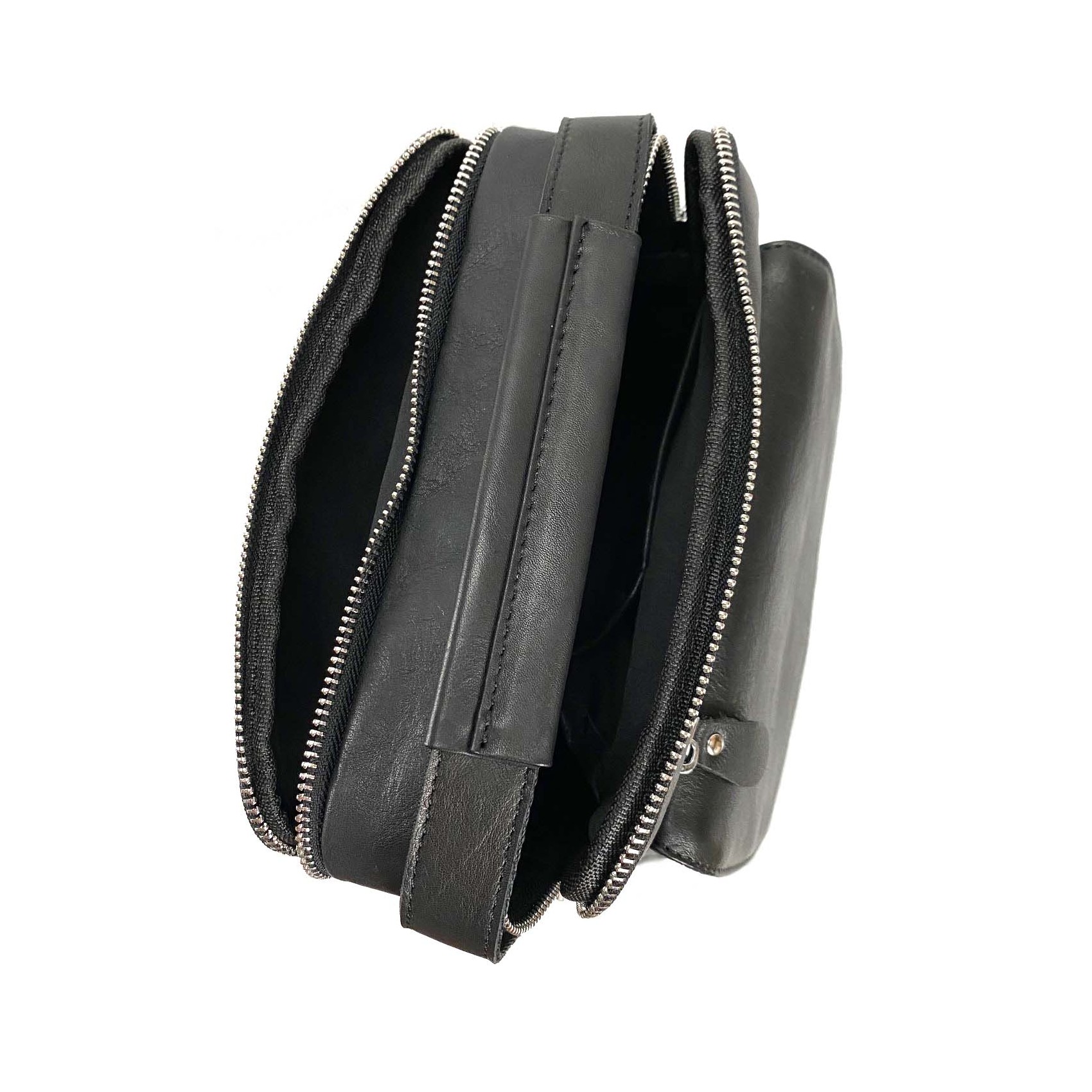 Чоловіча шкіряна сумка Louis через плече чорна