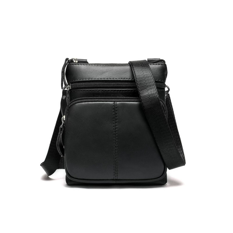 Мужская кожаная сумка-барсетка Wilson через плечо черная
