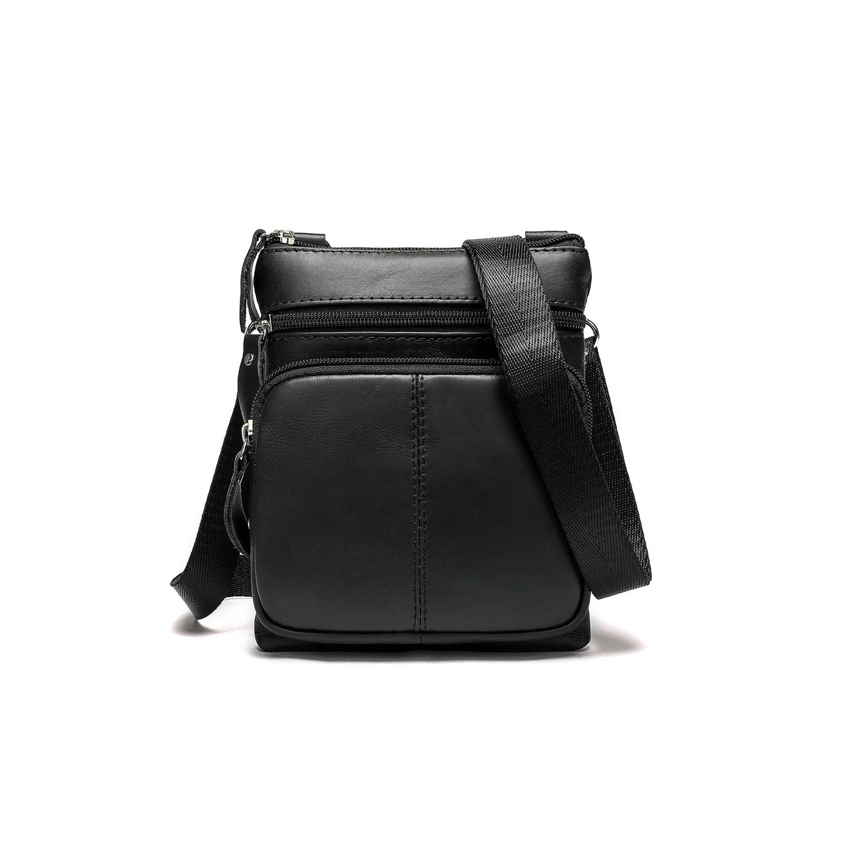 Мужская кожаная сумка-барсетка Wilson через плечо черная