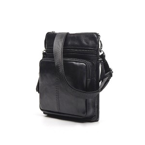 Чоловіча шкіряна сумка-барсетка Wilson через плече чорна