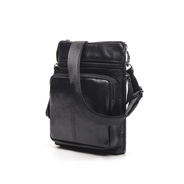 Мужская кожаная сумка-барсетка Wilson через плечо черная фото