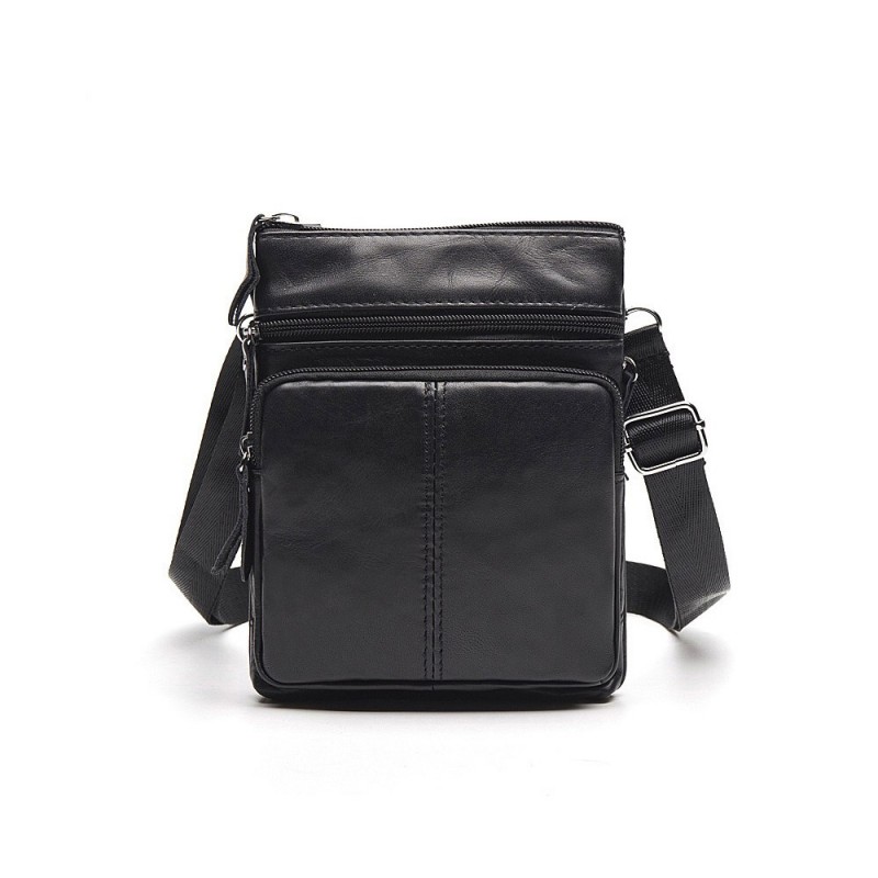 Мужская кожаная сумка-барсетка Wilson через плечо черная - 6 фото