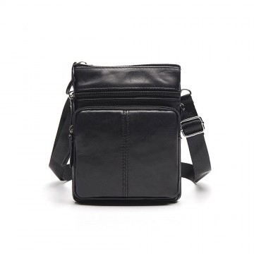 Чоловіча шкіряна сумка-барсетка Wilson через плече чорна фото