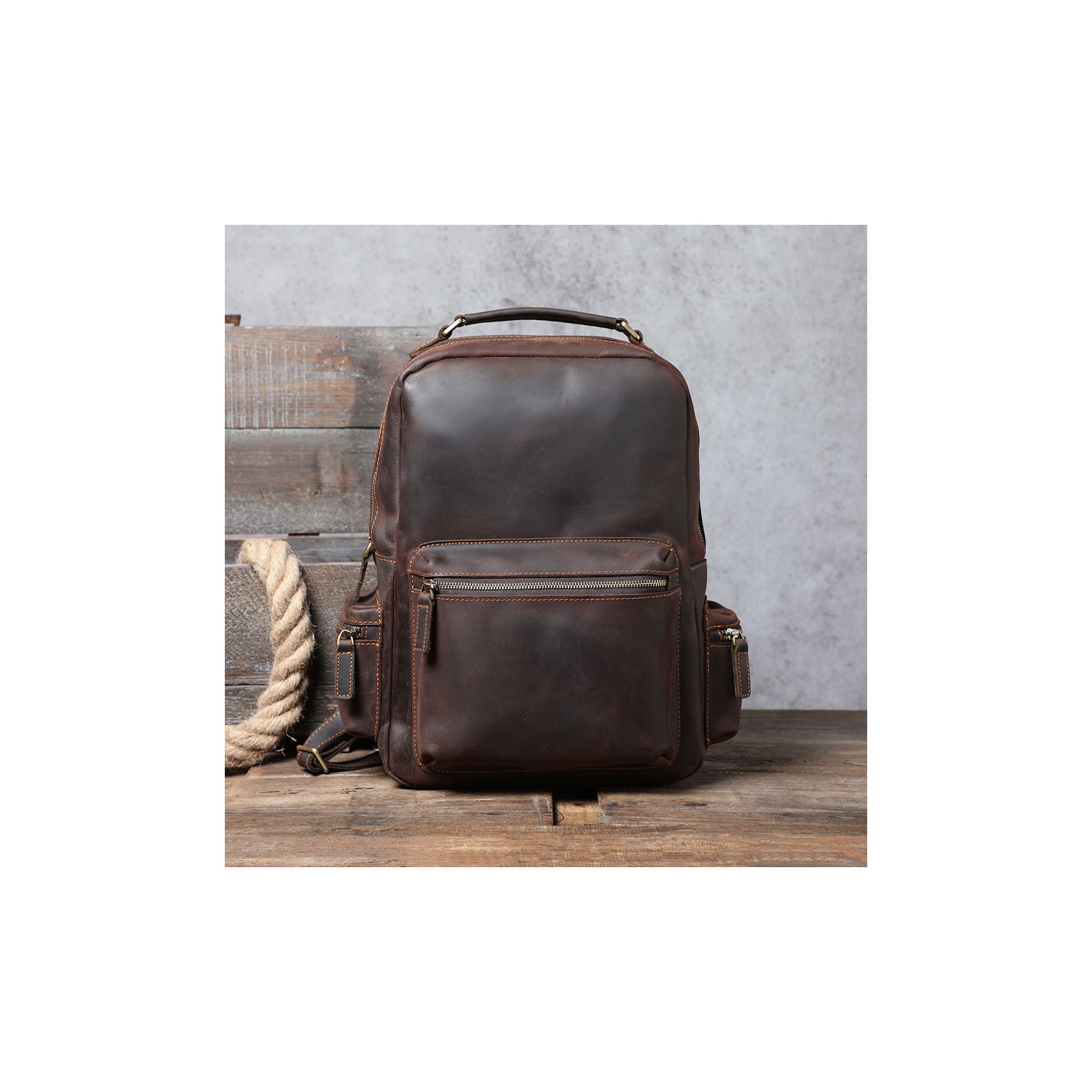Чоловічий шкіряний рюкзак William темно-коричневий