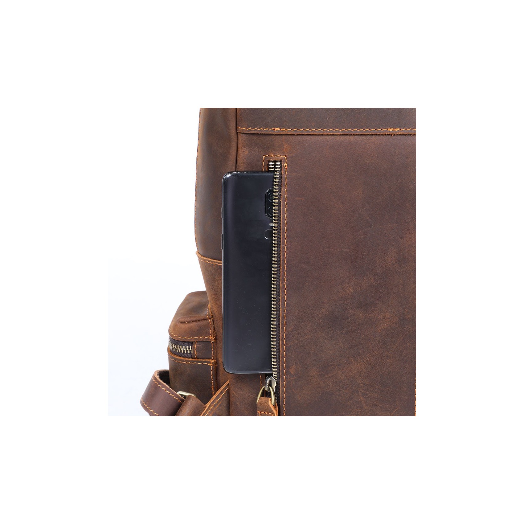 Мужской кожаный рюкзак William темно-коричневый