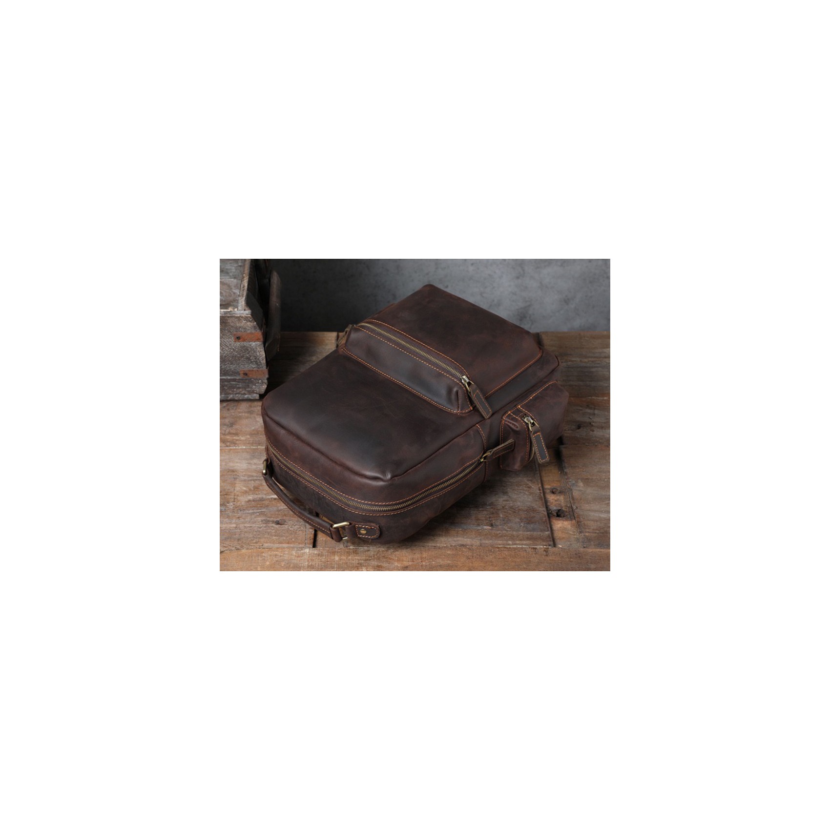 Мужской кожаный рюкзак William темно-коричневый