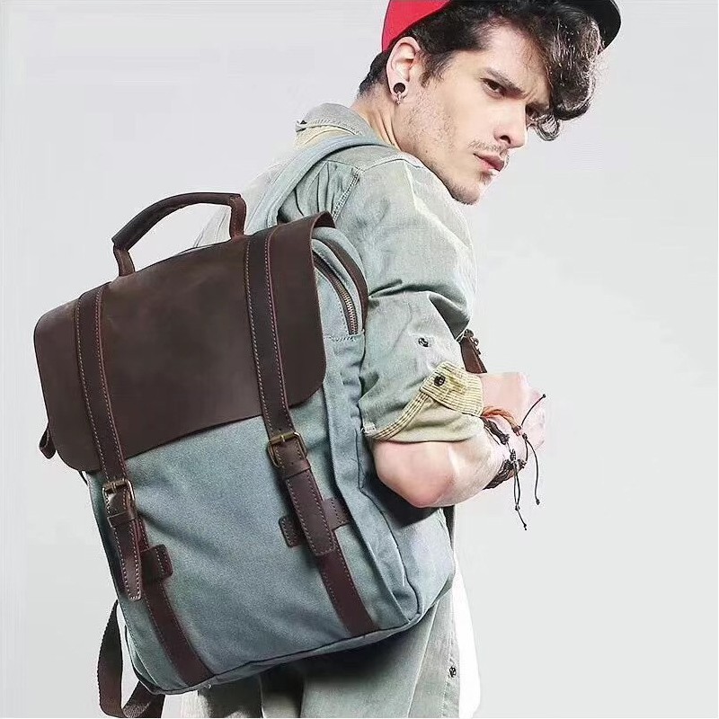 Мужской городской рюкзак Ethan серо-голубой - 1 фото