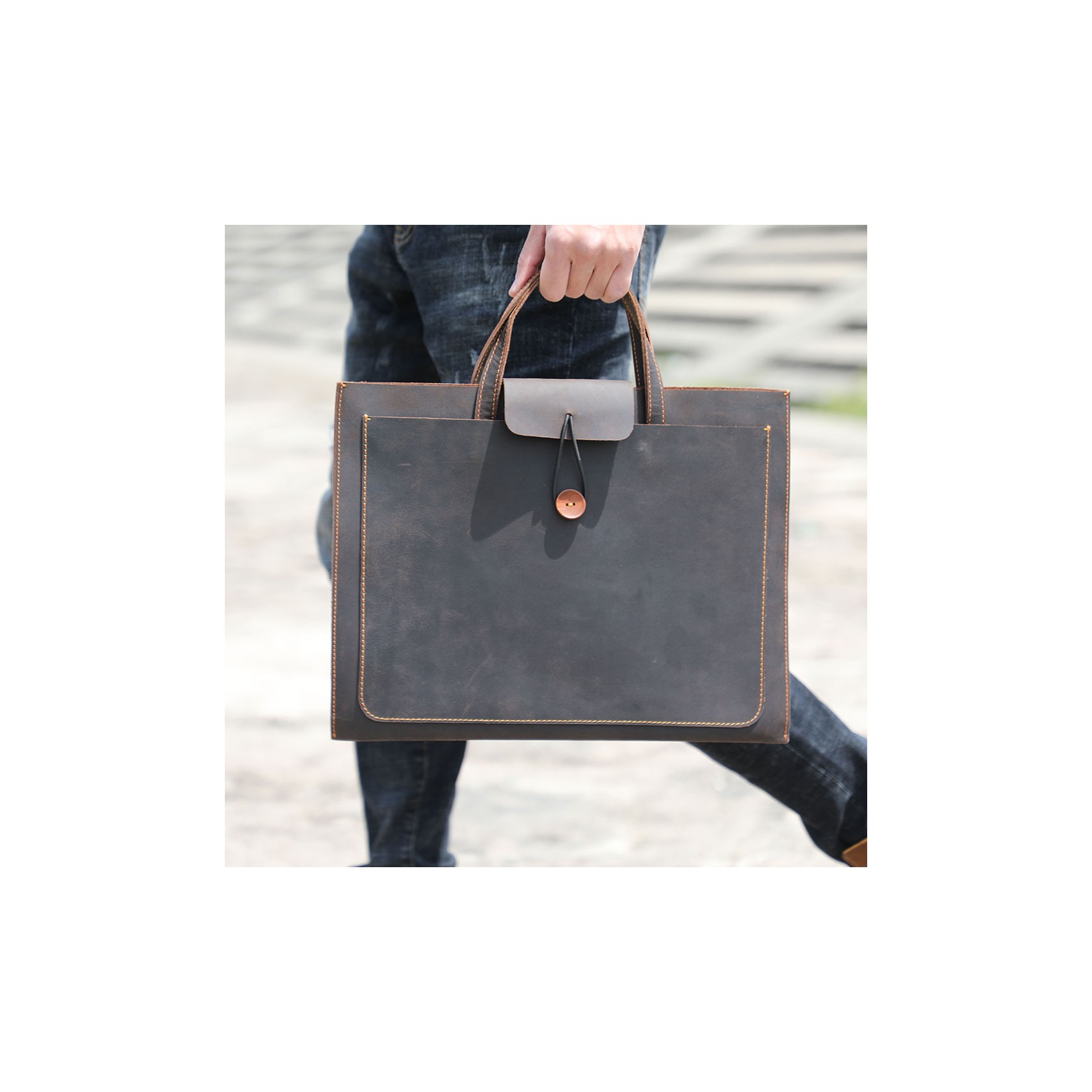 Мужская кожаная сумка для ноутбука Walter темно-коричневая