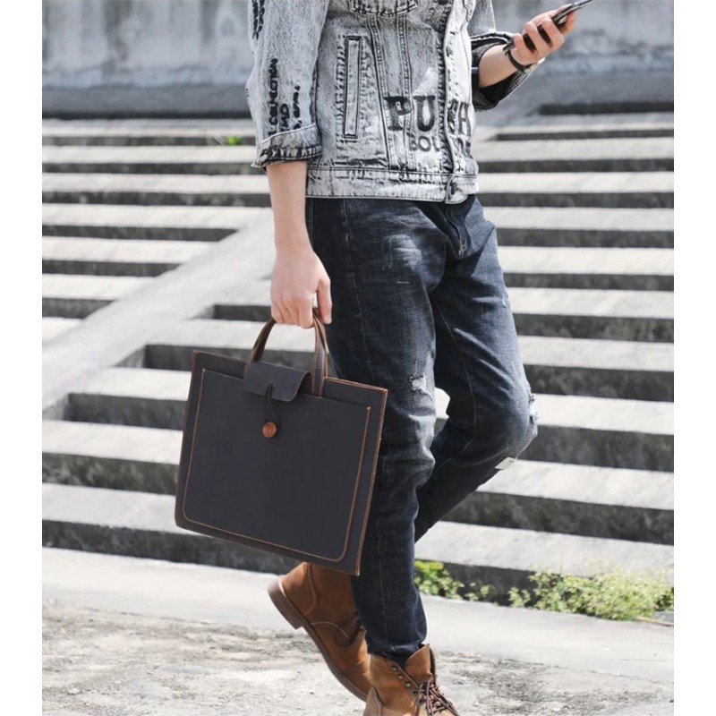 Чоловіча шкіряна сумка для ноутбука Walter темно-коричнева - 3 фото