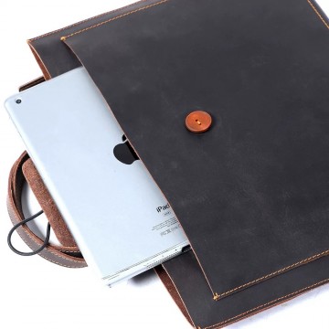 Чоловіча шкіряна сумка для ноутбука Walter темно-коричнева фото