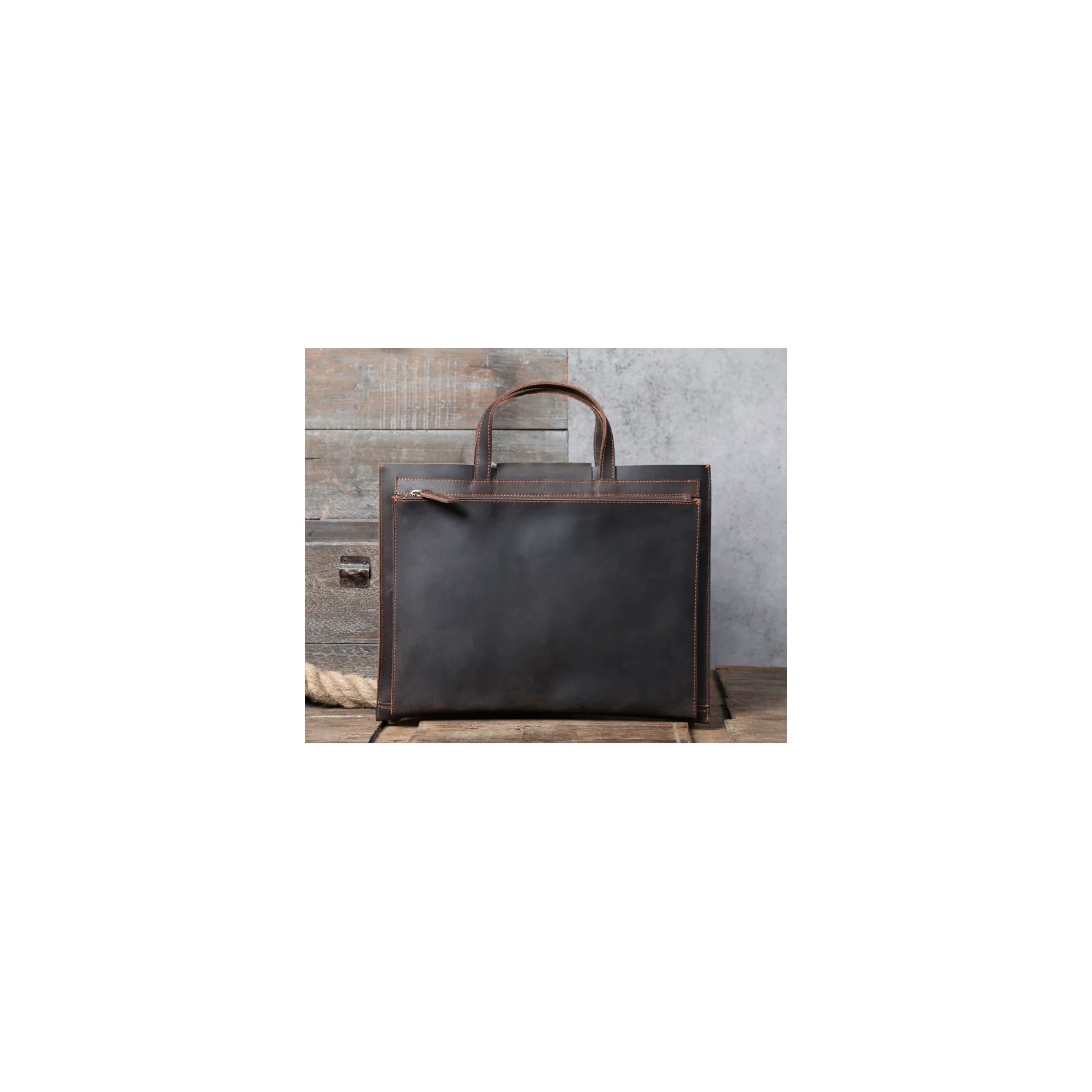 Мужская кожаная сумка для ноутбука Walter темно-коричневая