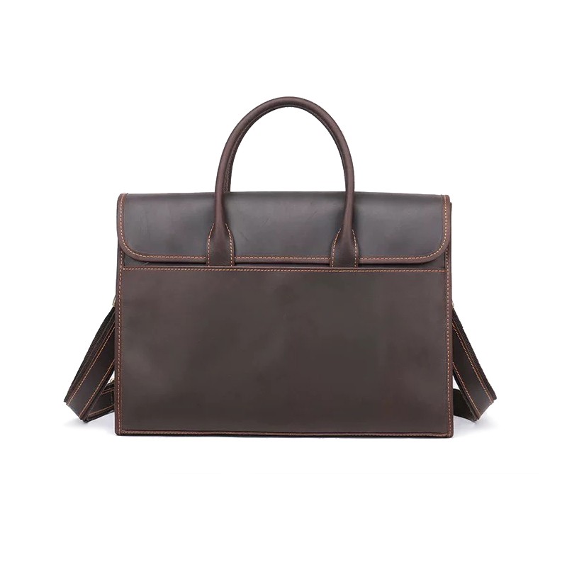 Мужская кожаная сумка для ноутбука Brian темно-коричневая