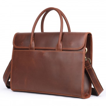 Чоловіча шкіряна сумка для ноутбука Brian коричнева фото