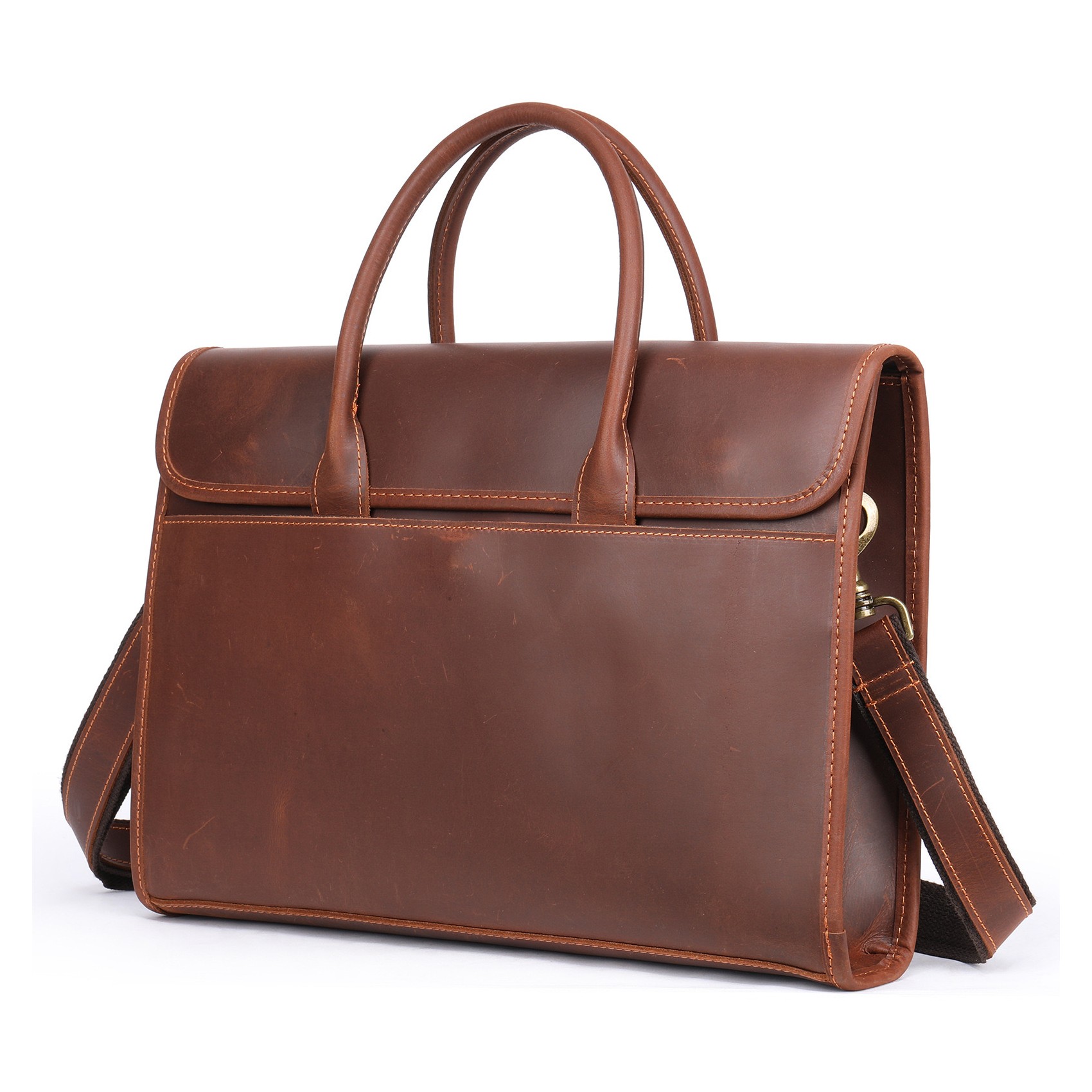 Мужская кожаная сумка для ноутбука Brian коричневая