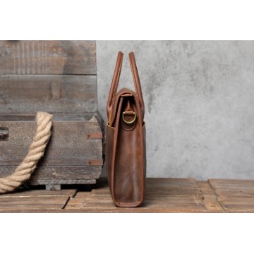 Мужская кожаная сумка для ноутбука Brian коричневая фото