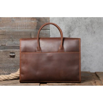 Чоловіча шкіряна сумка для ноутбука Brian коричнева фото