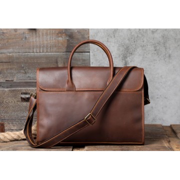 Чоловіча шкіряна сумка для ноутбука Brian коричнева фото