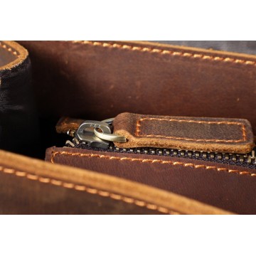 Мужская кожаная сумка для ноутбука Brian коричневая фото