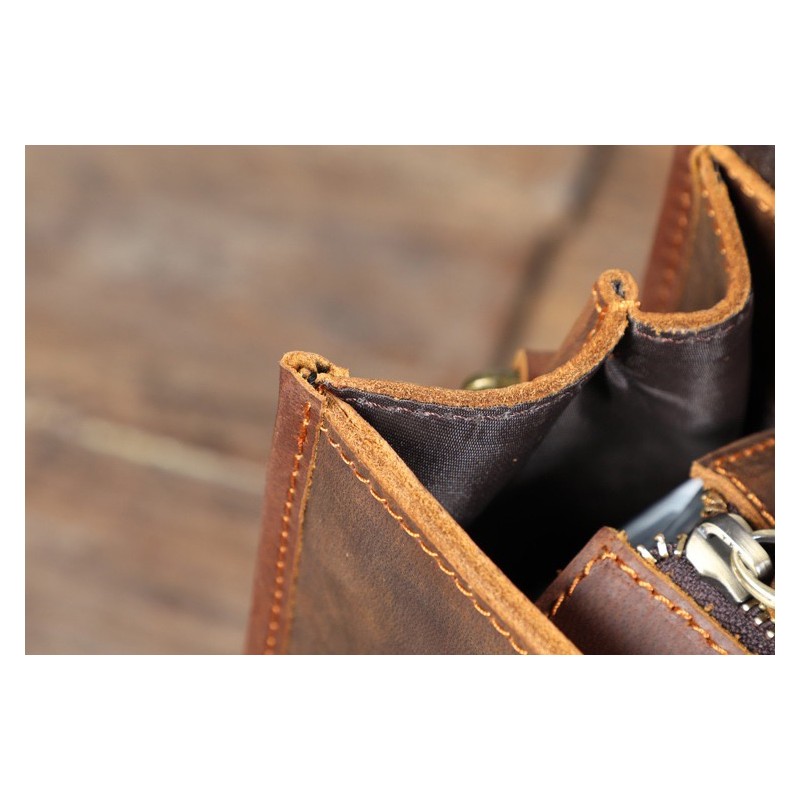 Чоловіча шкіряна сумка для ноутбука Brian коричнева - 10 фото