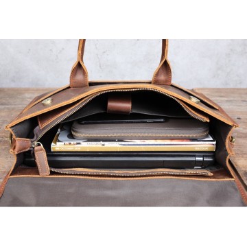 Мужская кожаная сумка для ноутбука Brian коричневая фото