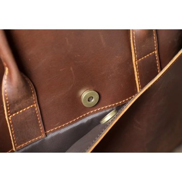 Чоловіча шкіряна сумка для ноутбука Brian коричнева фото