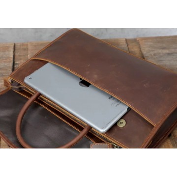 Чоловіча шкіряна сумка для ноутбука Brian коричнева фото