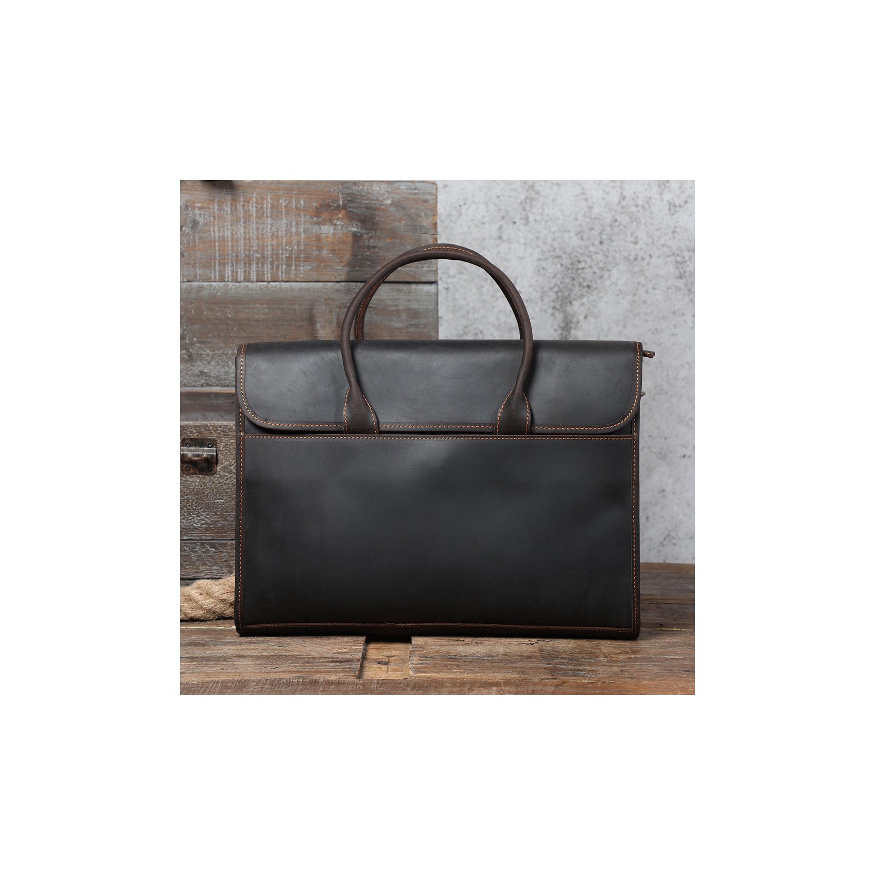 Мужская кожаная сумка для ноутбука Brian темно-коричневая