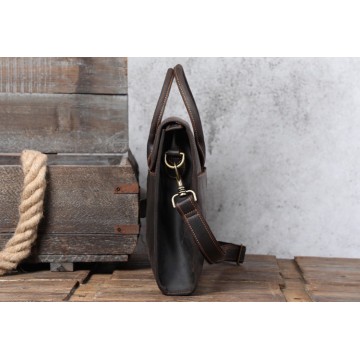 Чоловіча шкіряна сумка для ноутбука Brian темно-коричнева фото