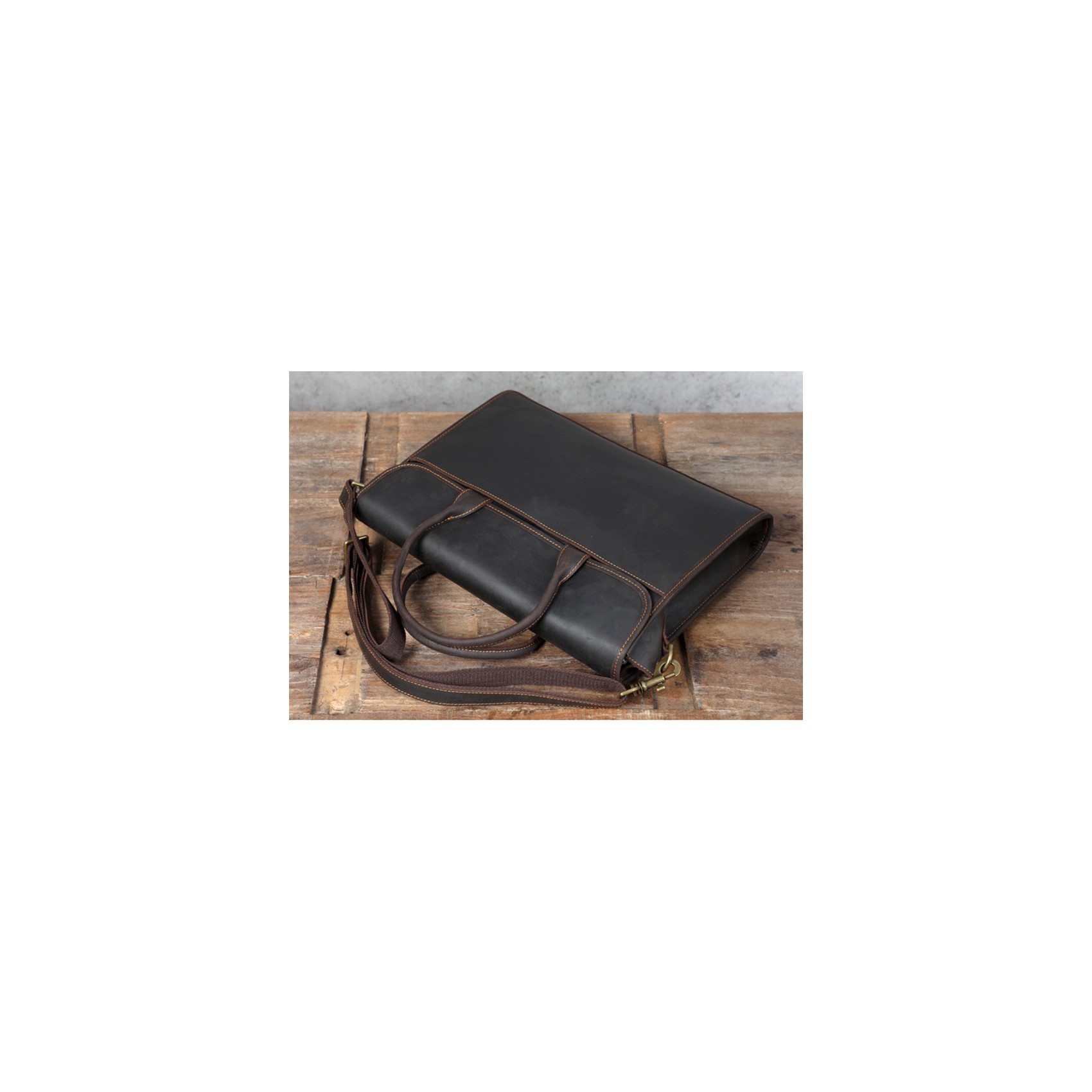 Чоловіча шкіряна сумка для ноутбука Brian темно-коричнева