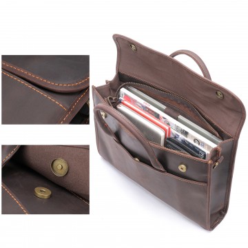 Чоловіча шкіряна сумка для ноутбука Brian темно-коричнева фото