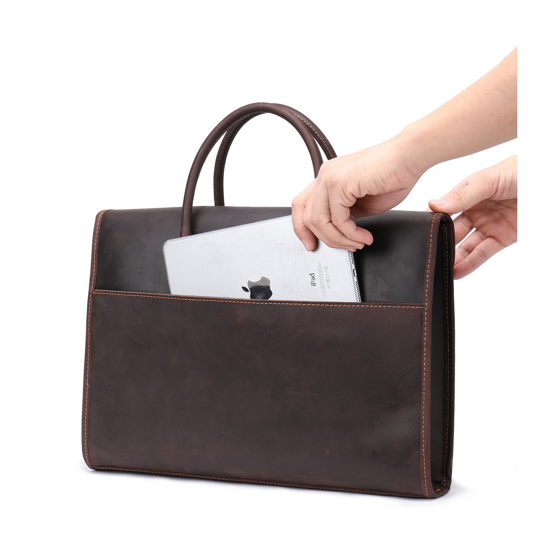 Чоловіча шкіряна сумка для ноутбука Brian темно-коричнева