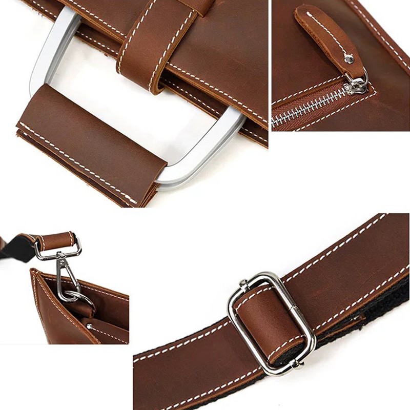 Чоловіча шкіряна сумка для ноутбука Edward коричнева - 8 фото