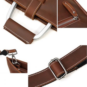 Мужская кожаная сумка для ноутбука Edward коричневая фото