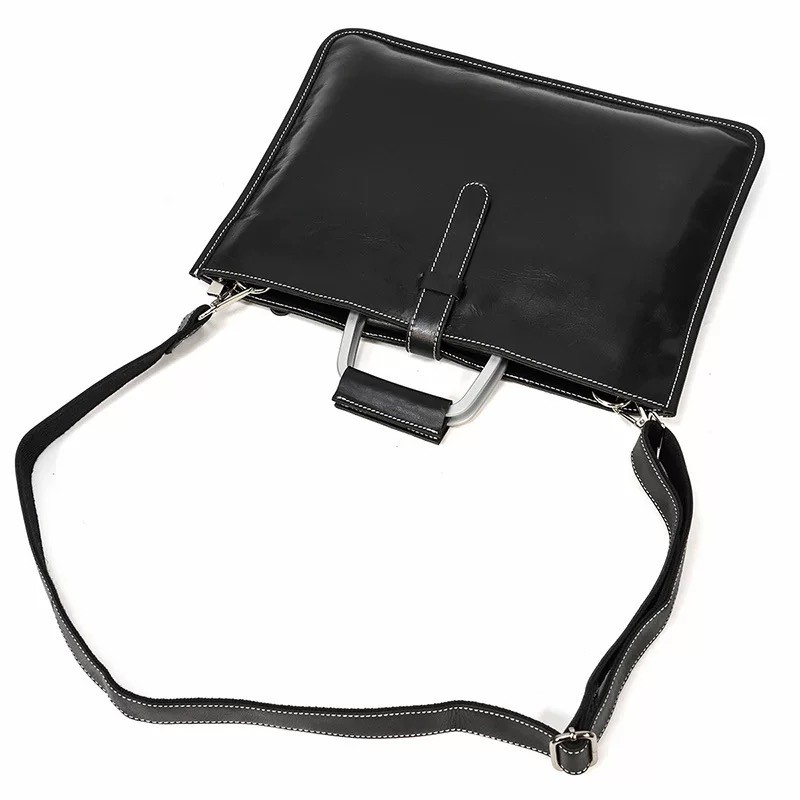 Мужская кожаная сумка для ноутбука Edward черная - 2 фото