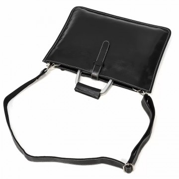 Чоловіча шкіряна сумка для ноутбука Edward чорна фото