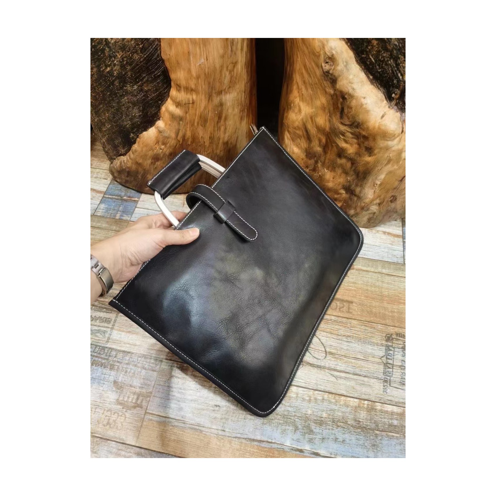 Чоловіча шкіряна сумка для ноутбука Edward чорна