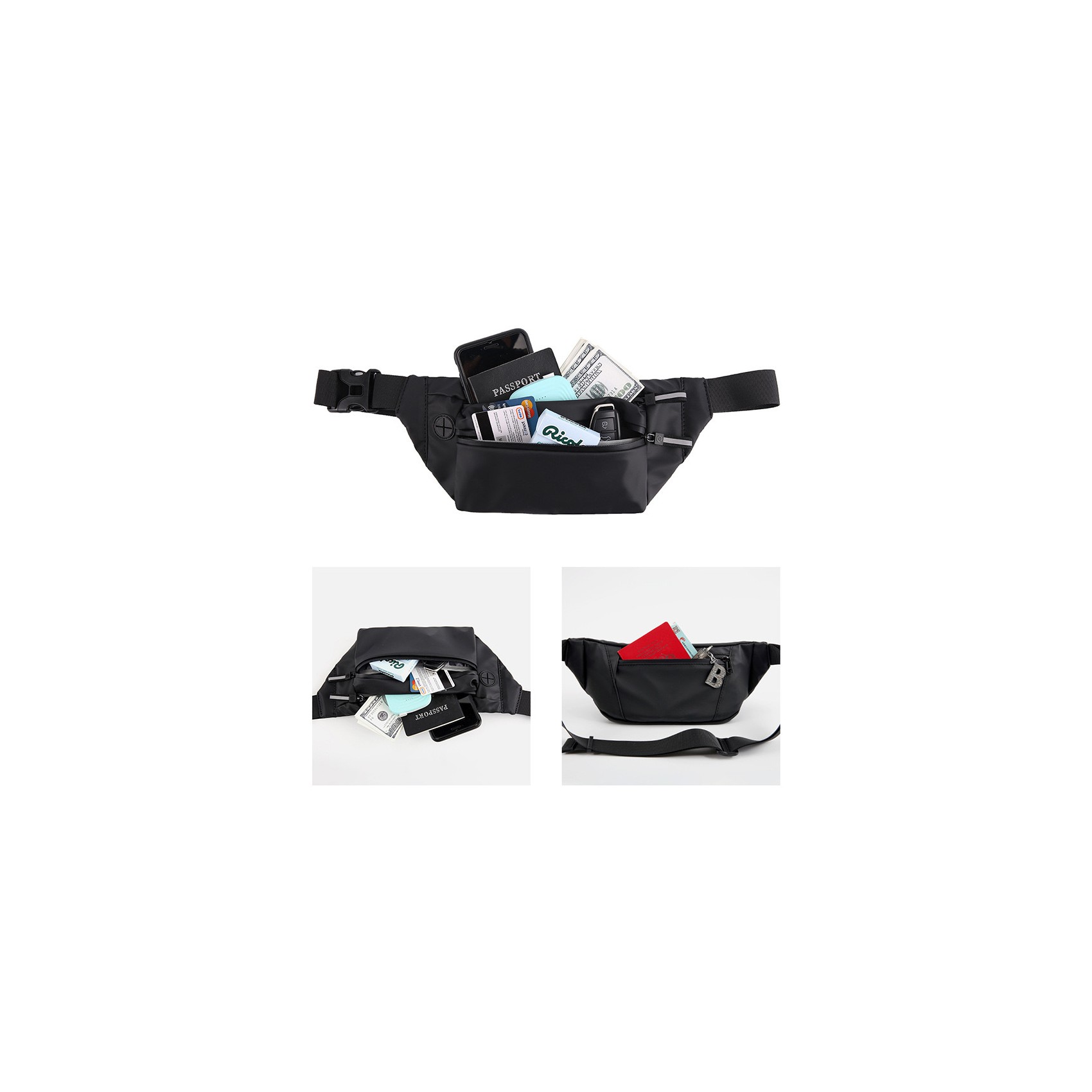 Сумка бананка на пояс черная Street