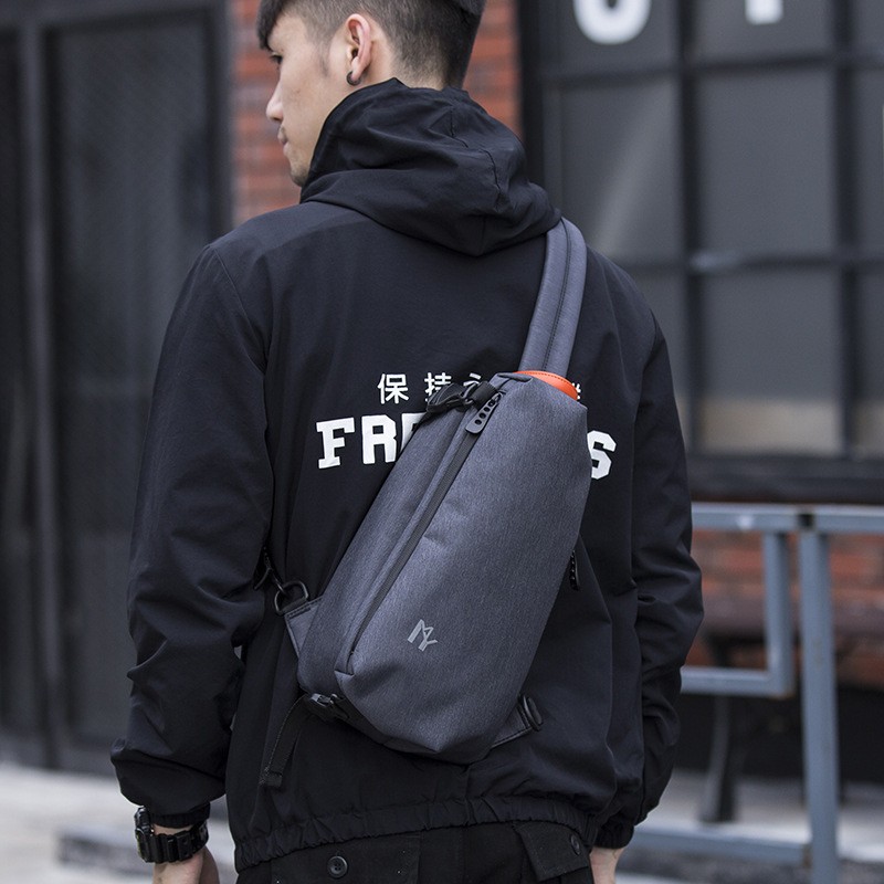 Чоловіча сумка-рюкзак слінг MY на одне плече графіт - 12 фото